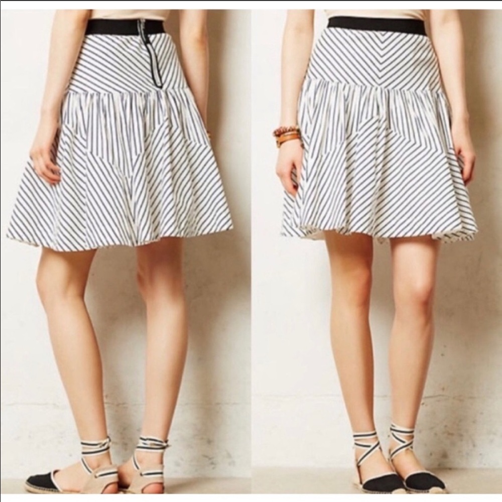 Anthro Maeve white striped high rise skirt
